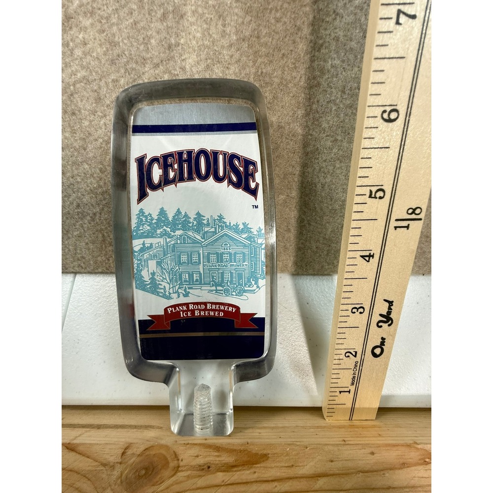 Icehouse Beer Tap Handle Plank Road Brewery Ice Brewed Clear Acrylic Vintage
